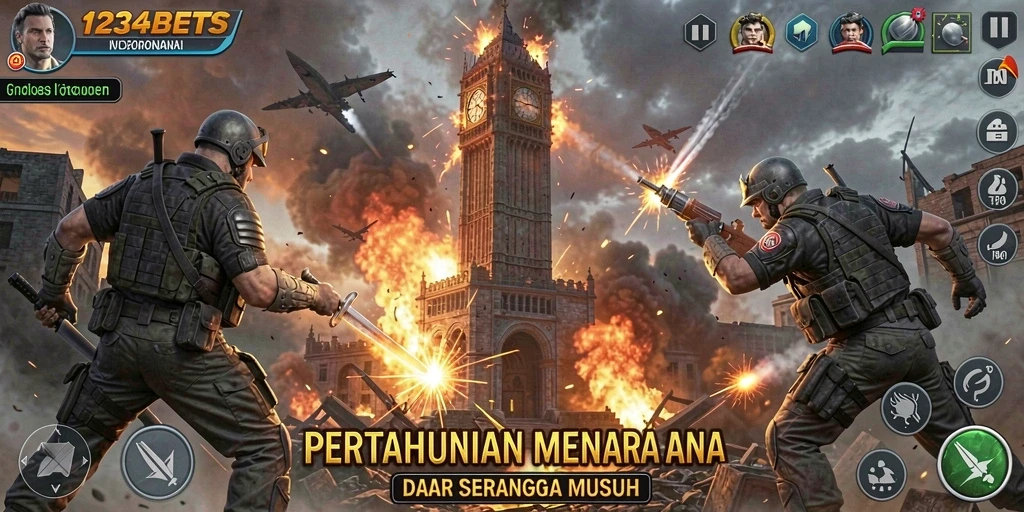 Screenshot 1234BETS menampilkan aksi seru dalam Tower Defense.