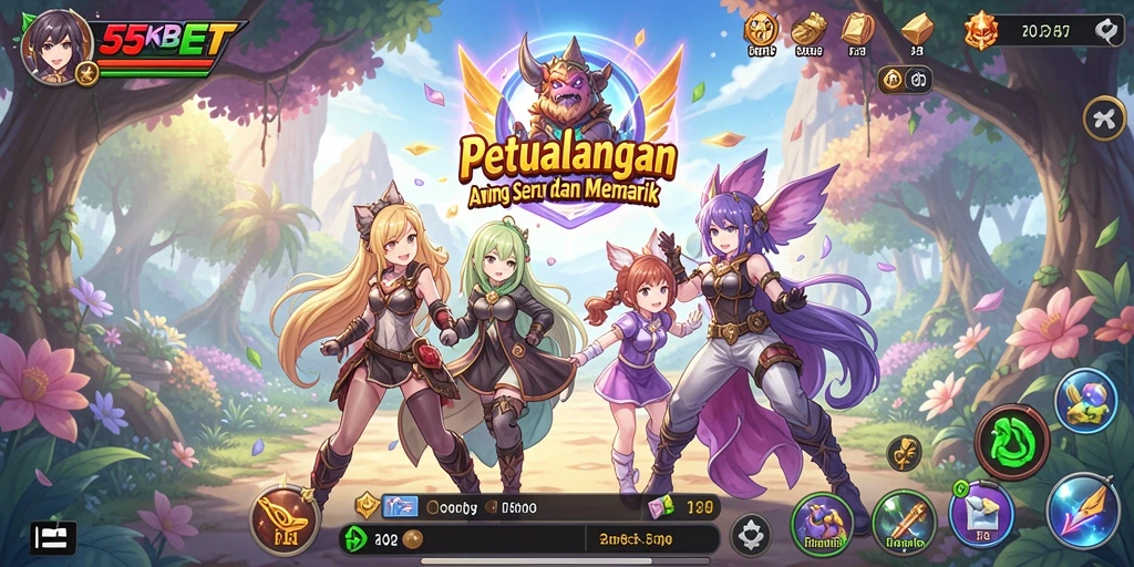 Tampilan gameplay 55KBET yang menarik dan penuh warna dari dunia Anime.