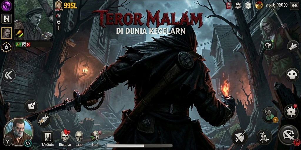 Screenshot gameplay 99SL menampilkan elemen kegelapan dan ketegangan yang intens.