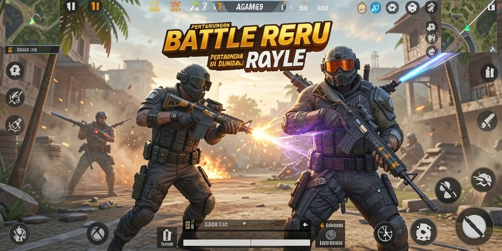 Tampilan screenshot gameplay seru AGAM69 dalam pertempuran Battle Royale.