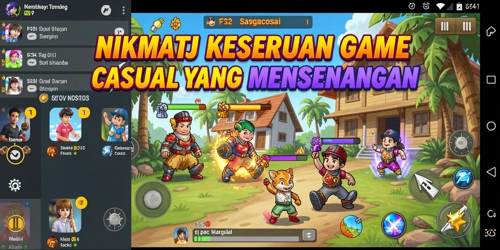 Screenshot F32 menampilkan gameplay yang seru dan penuh warna.