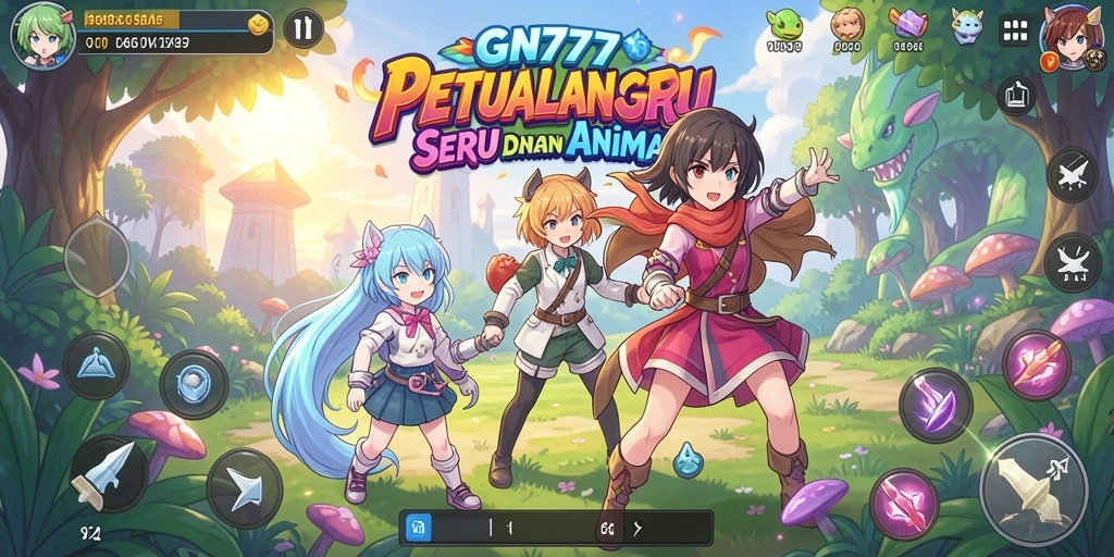 Screenshot gameplay GN777 menampilkan aksi karakter Anime yang dinamis.