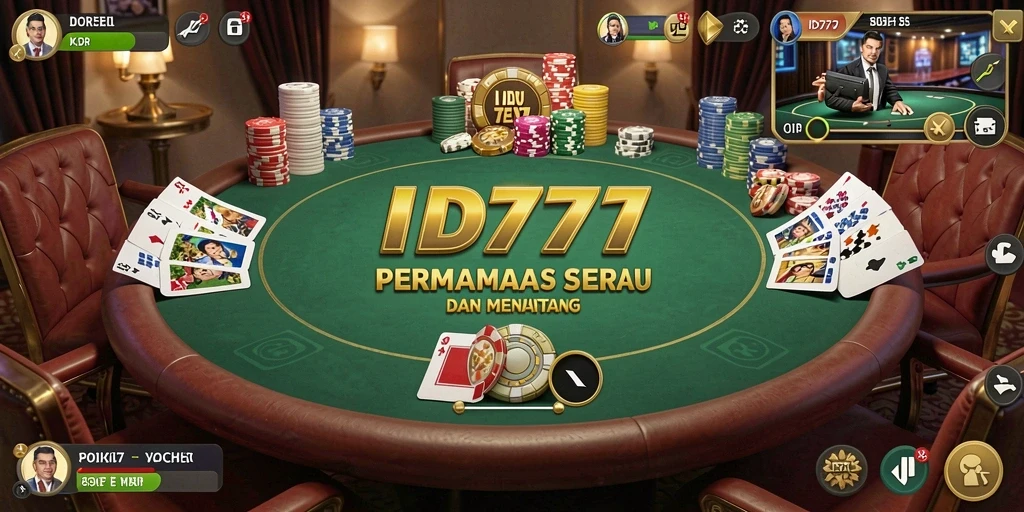 Screenshot utama ID777 menampilkan gameplay seru dalam permainan poker.