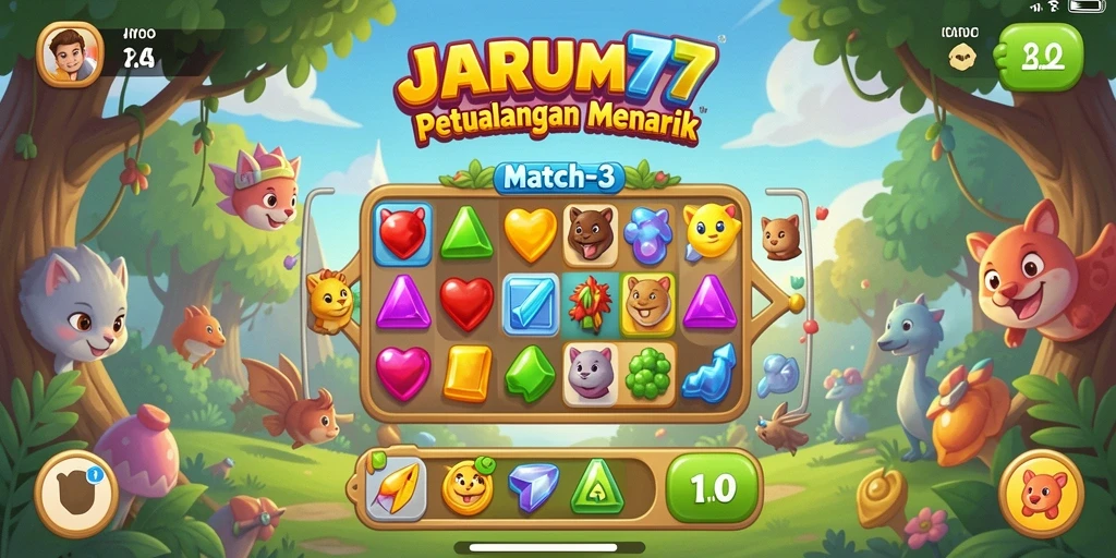 Momen seru dalam gameplay JARUM77, serangan Match-3 yang mendebarkan.
