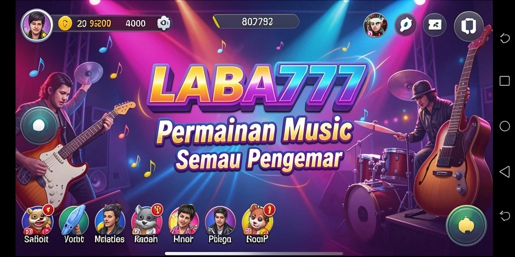 Tampilan gameplay yang menarik dengan berbagai pilihan lagu.