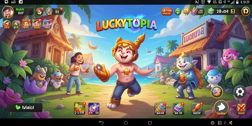 Screenshot LUCKYTOPIA menampilkan gameplay seru dan interaktif.