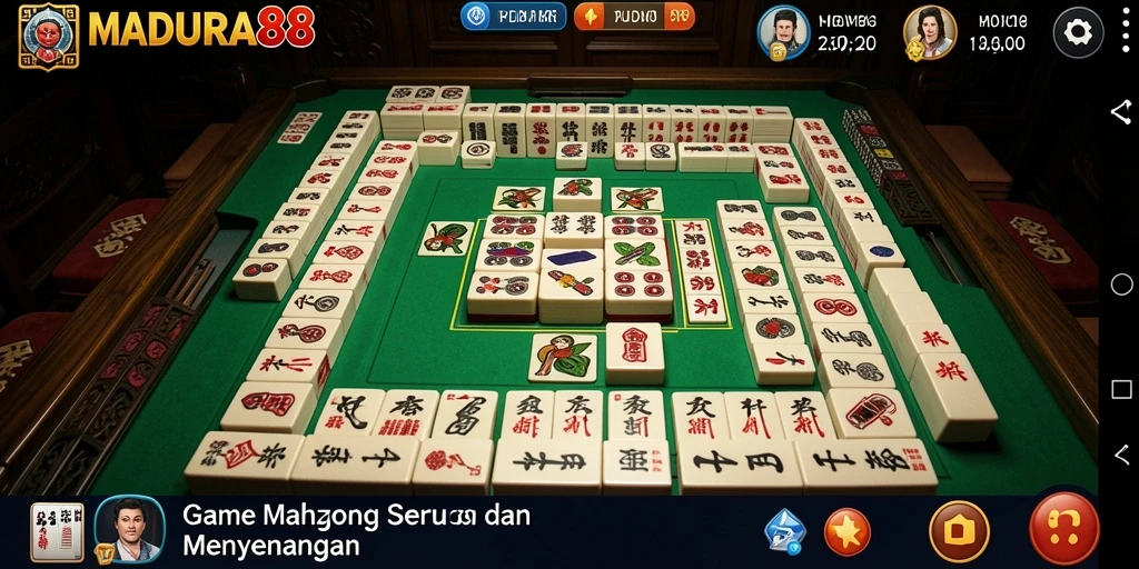 Screenshot utama MADURA88 menampilkan aksi permainan Mahjong yang seru.