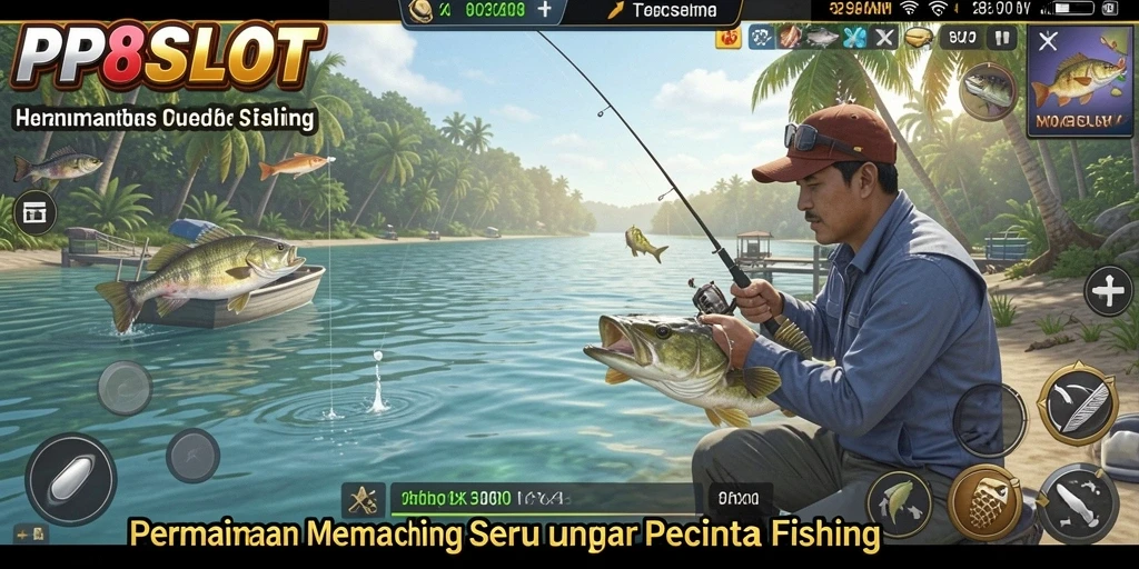 Tampilan gameplay seru dalam PP8SLOT saat menangkap ikan.