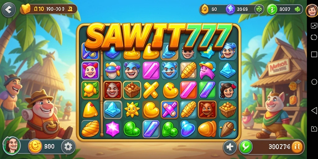 Screenshot gameplay SAWIT777 yang menunjukkan serunya permainan Match-3.