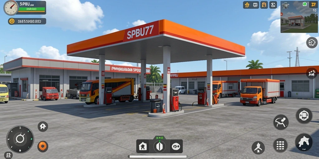 Gameplay menarik dengan manajemen stasiun pengisian bahan bakar.