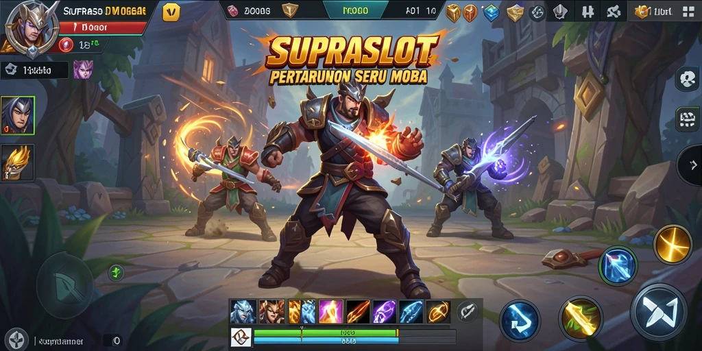 Tampilan gameplay menarik dari SUPRASLOT dalam aksi pertempuran MOBA.