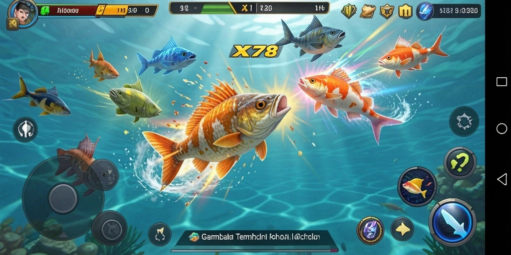 Tampilan gameplay menembak ikan yang seru di X78.